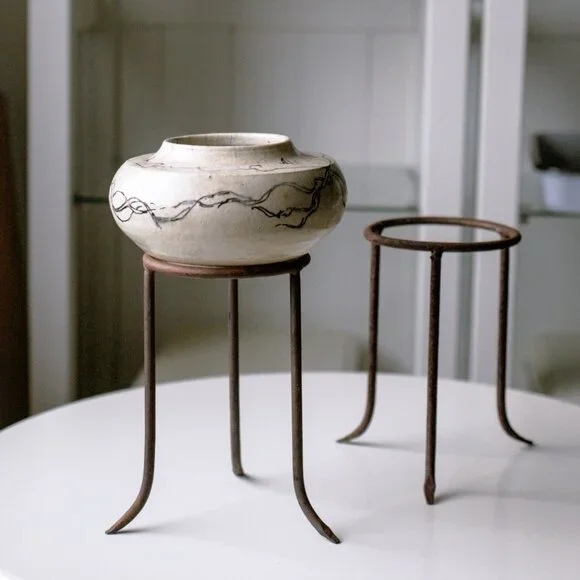 Brutalist Pair of Wrought Iron Plant Stands - Picture 2 of 6